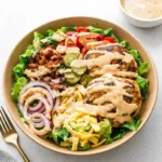 A vibrant and delicious Best Healthy Burger Bowl with turkey and special sauce.