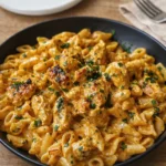 Creamy Cowboy Butter Chicken Pasta with golden chicken in a bowl