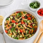 Vibrant Italian Pasta Salad with tricolor rotini and fresh vegetables