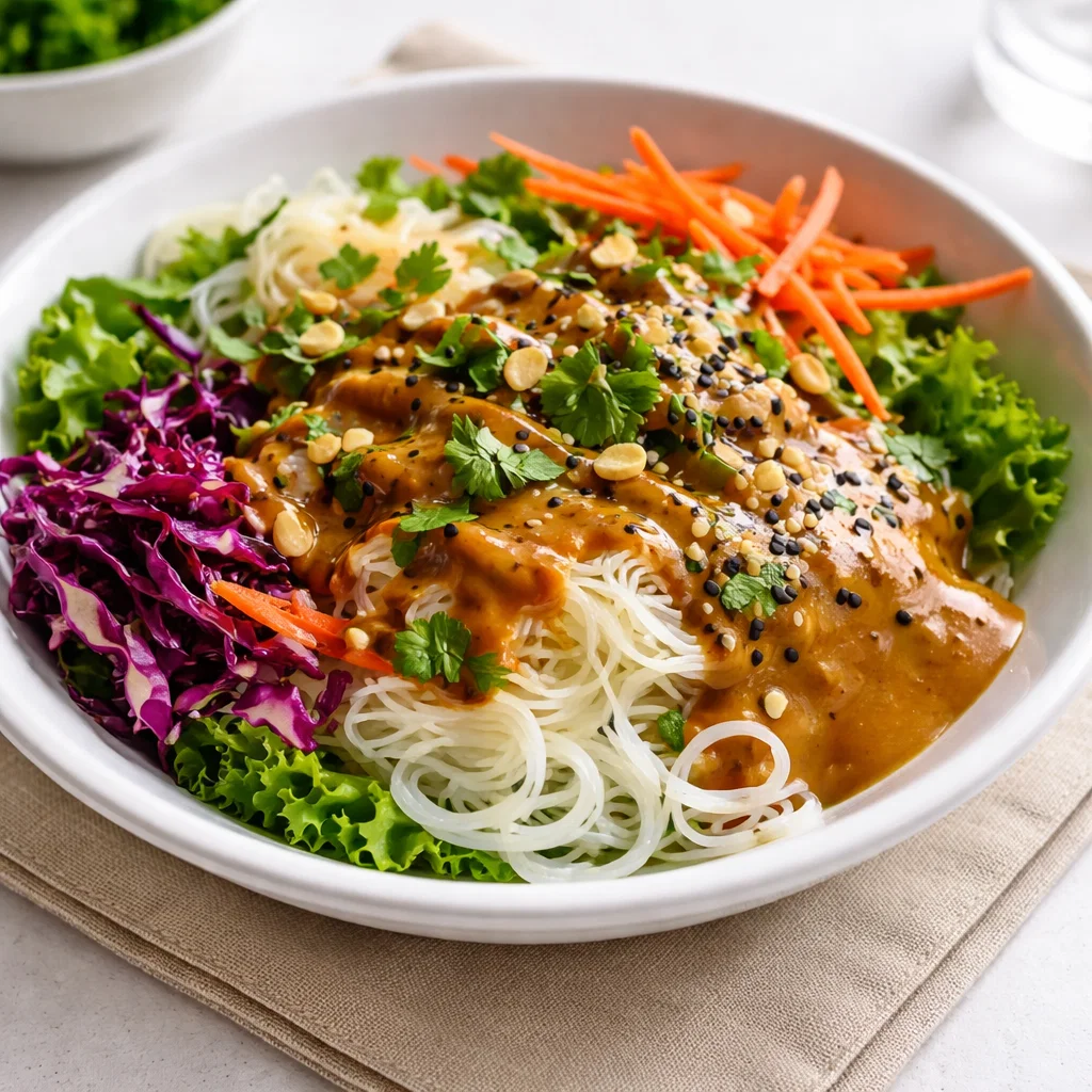 Spring Roll Salad with Peanut Dressing: A Fresh and Crunchy Delight