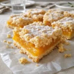 Stacked Apricot Shortbread Bars with a thick fruit center.